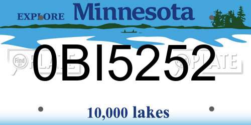 0BI5252 Minnesota License Plate