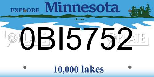 0BI5752 Minnesota License Plate