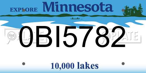 0BI5782 Minnesota License Plate