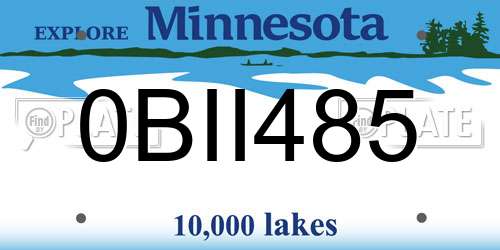 0BII485 Minnesota License Plate