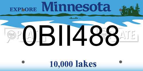 0BII488 Minnesota License Plate
