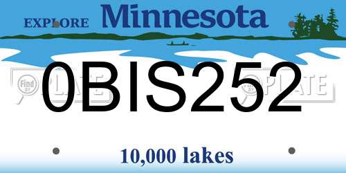 0BIS252 Minnesota License Plate