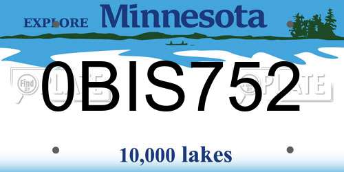 0BIS752 Minnesota License Plate