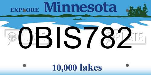 0BIS782 Minnesota License Plate