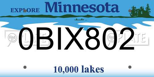 0BIX802 Minnesota License Plate
