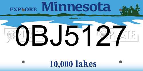 0BJ5127 Minnesota License Plate