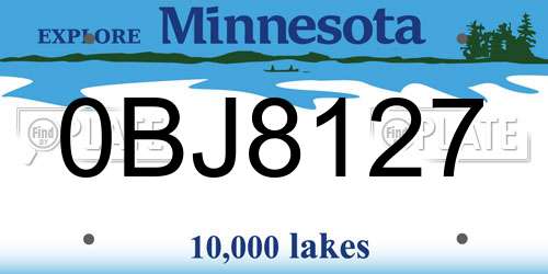 0BJ8127 Minnesota License Plate
