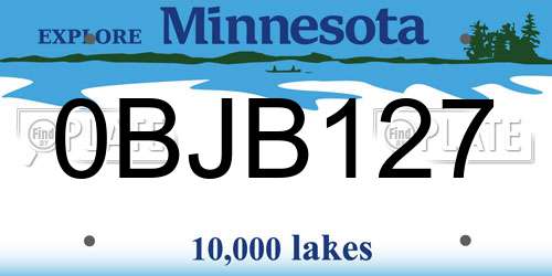 0BJB127 Minnesota License Plate