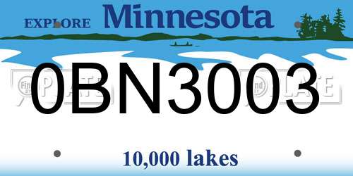 0BN3003 Minnesota License Plate