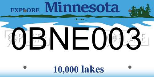 0BNE003 Minnesota License Plate