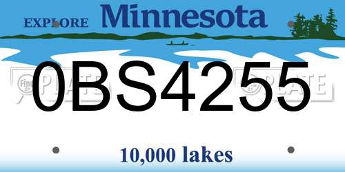 0BS4255 Minnesota License Plate