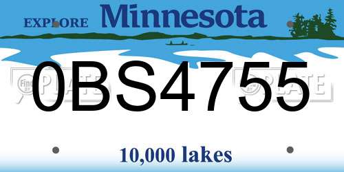0BS4755 Minnesota License Plate