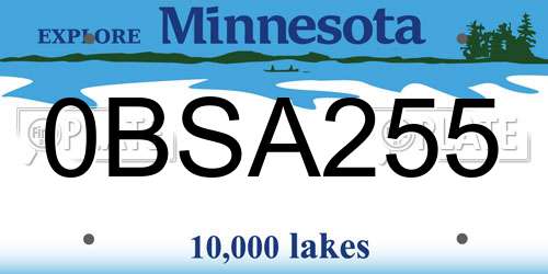 0BSA255 Minnesota License Plate