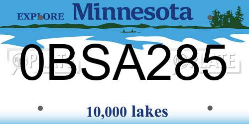 0BSA285 Minnesota License Plate