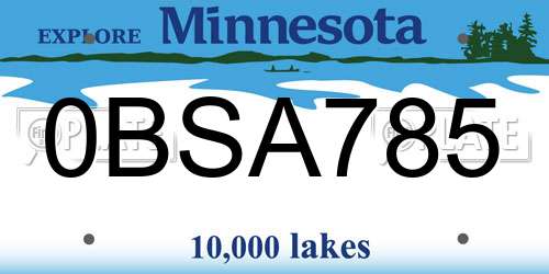 0BSA785 Minnesota License Plate