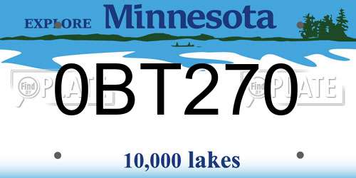 0BT270 Minnesota License Plate