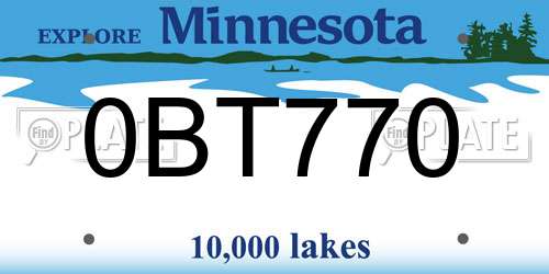 0BT770 Minnesota License Plate