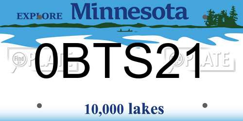 0BTS21 Minnesota License Plate