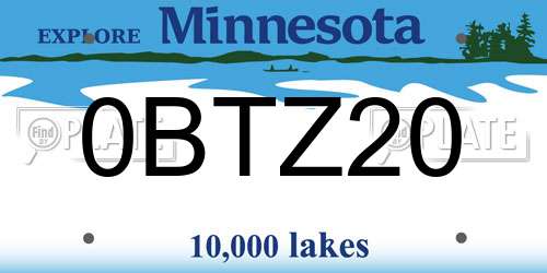 0BTZ20 Minnesota License Plate