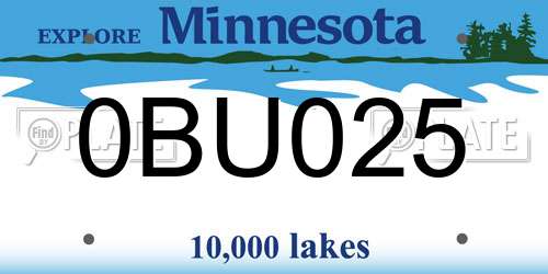 0BU025 Minnesota License Plate