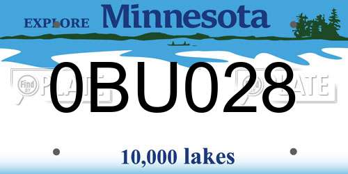 0BU028 Minnesota License Plate