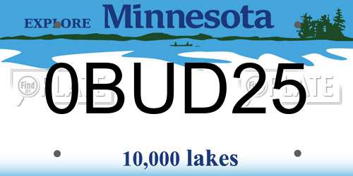 0BUD25 Minnesota License Plate