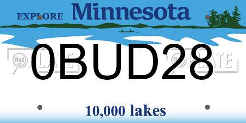 0BUD28 Minnesota License Plate