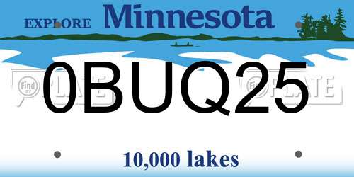 0BUQ25 Minnesota License Plate