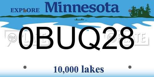 0BUQ28 Minnesota License Plate