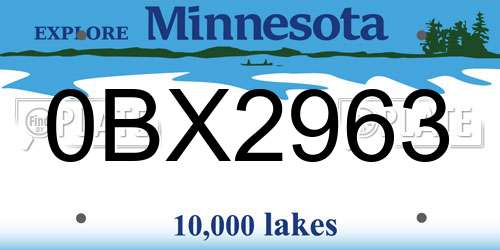 0BX2963 Minnesota License Plate