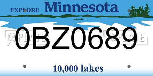 0BZ0689 Minnesota License Plate