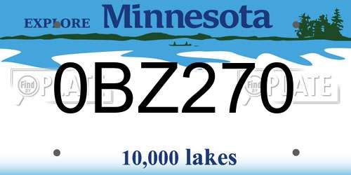 0BZ270 Minnesota License Plate