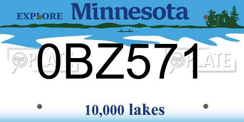 0BZ571 Minnesota License Plate