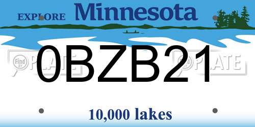 0BZB21 Minnesota License Plate