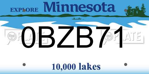 0BZB71 Minnesota License Plate