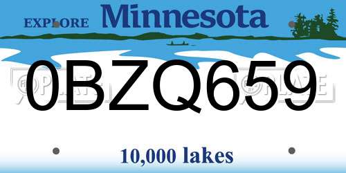 0BZQ659 Minnesota License Plate