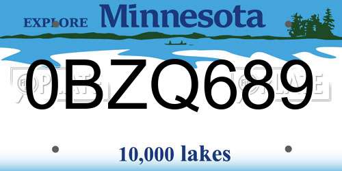 0BZQ689 Minnesota License Plate