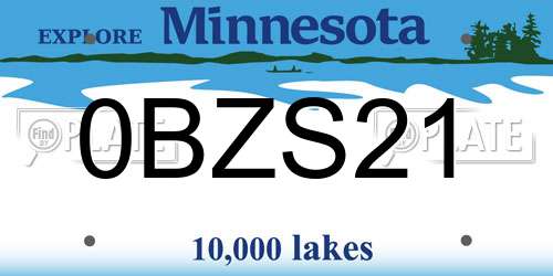 0BZS21 Minnesota License Plate