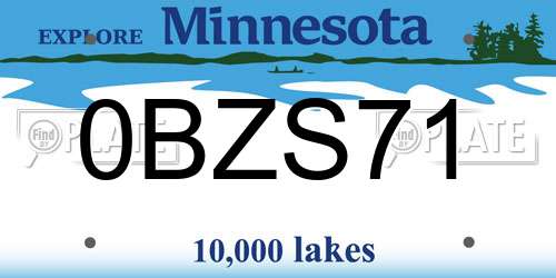 0BZS71 Minnesota License Plate