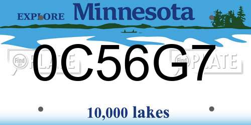 0C56G7 Minnesota License Plate