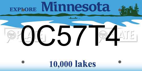 0C57T4 Minnesota License Plate