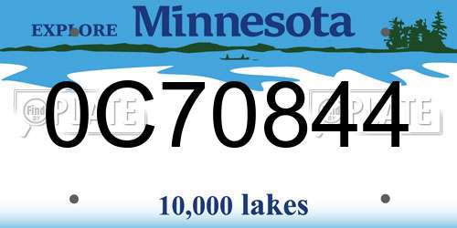 0C70844 Minnesota License Plate