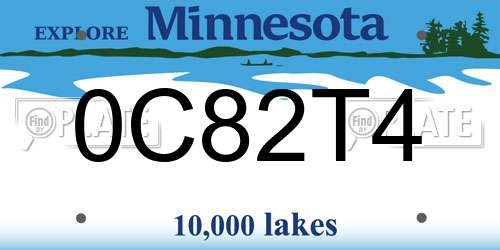 0C82T4 Minnesota License Plate