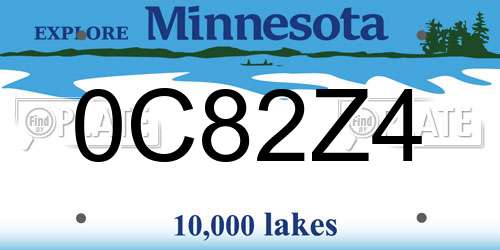 0C82Z4 Minnesota License Plate