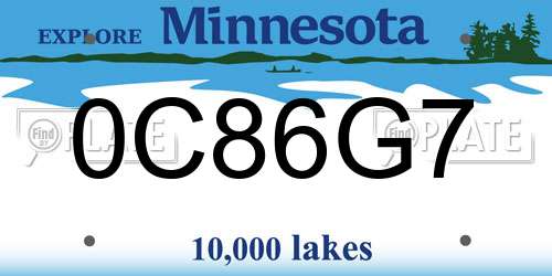 0C86G7 Minnesota License Plate