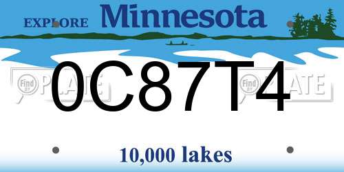 0C87T4 Minnesota License Plate