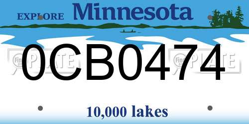 0CB0474 Minnesota License Plate