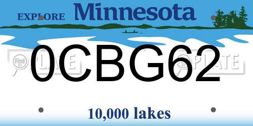 0CBG62 Minnesota License Plate