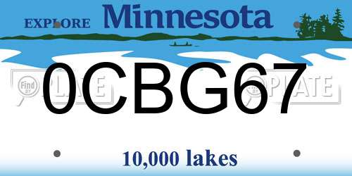 0CBG67 Minnesota License Plate