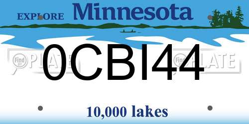 0CBI44 Minnesota License Plate